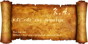 Körözsi Angelus névjegykártya
